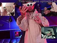 In a star wars parody, a babe awakens big cocks in a cosplay 4some, leading to missionary cumshots on big asses.