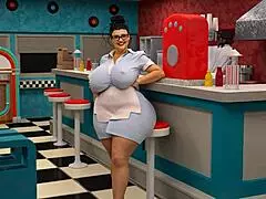 Курвистая зрелая официантка получает повышение с толстым ббк-действием