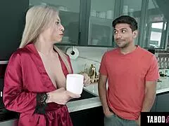 Horny milf adds wet pussy to chores.