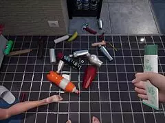 stepmom somehow got herself stuck in the washing machine game again.