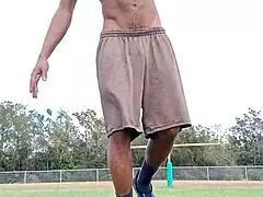 Beautiful black teacher with brown eyes enjoys workout in dorm