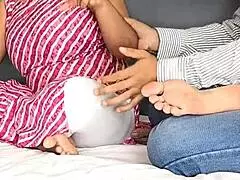 Step daughter banging step father for first time in ripped clothes!