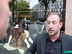 tuti frutix takes on a monster cock in a group threesome blowjob