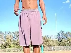 Skinny Black Uncle Works Out Solo at Home