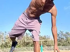 Skinny Black Uncle Works Out Solo at Home