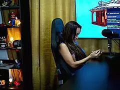 belinha baracho grabs host, kisses him, and grips his cock hard