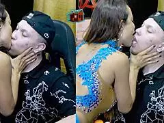 belinha baracho grabs host, kisses him, and grips his cock hard