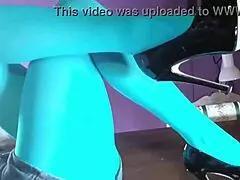 wanna see milf's sexy legs in pantyhose on table?