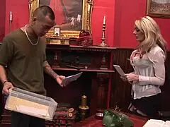 stacey saran takes huge facial after banging office courier 😍