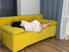 milf with big ass waits on husband's couch but gets ass fucked