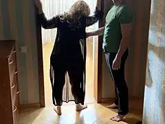 the stepmom got dick in her ass and mouth for blocking the door