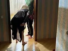 the stepmom got dick in her ass and mouth for blocking the door