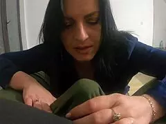 milfycalla gets face fucked and plays with cum in hot jacket and slutty clothes