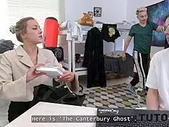 Slutty Tutor4K with Natural Tits Loves Two Hard Cocks in Wild Lesson