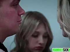 stepmom's guiding her stepson and stepdaughter through a hot ffm threesome lesson. it's a wild family affair.