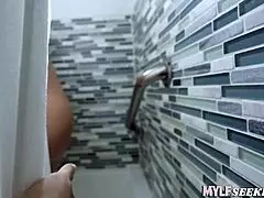 Stepmom Caught in Shower, Big Tits and Ass Banged Doggy Style in POV