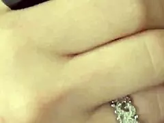 Brunette Milf Fingers Hairless Pussy In Black Stockings