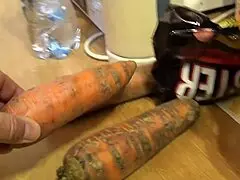 A detailed narrative on preparing a carrot for cooking.