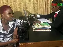 My Ebony Teen Heart Races as Lecturer Bends Me Over for Creampie