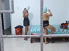 housewives do housework while touching each others buttocks and tits