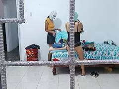 housewives do housework while touching each others buttocks and tits