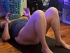 Is morning yoga with this hot mature milf turning you on?
