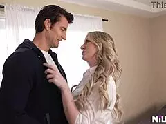 i hide my cheating affair with this blonde bride in lingerie, sucking her monster cock sloppy in doggystyle deepthroat.