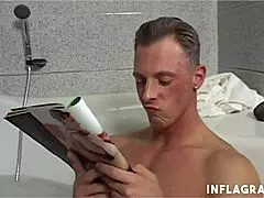 Tattooed milf fucks in shower passionately