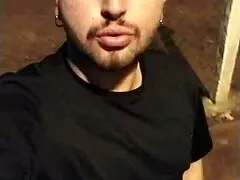 facial cumshot at soccer field, nearly caught in action