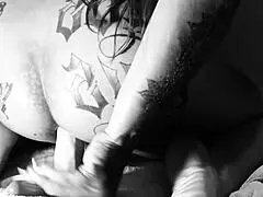 Huge toy in singer's ass, captivating sight