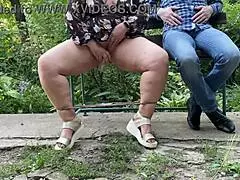 Chatting about hot nectar from mother-in-law's pussy outdoors
