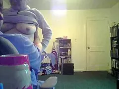 loris feels the thrill of her tits exposed in the living room