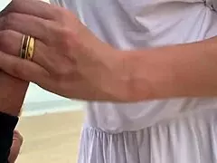 A busty stranger milf made me cum outdoors in front of everyone.