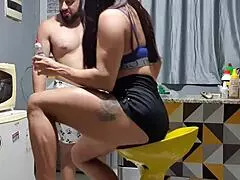 Neighbor Caught Me in Kitchen for Raw Amateur Assfucking