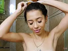 Asian Teen Model Showers After Photoshoot