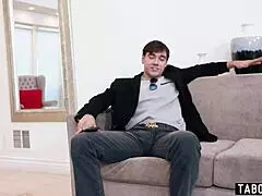 Young Guy Gets Reverse Gangbang by Five Huge Boobs Blonde Milfs!