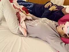 Blindfolded wife uses lips and hands on monster cock for huge cumshot