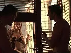 Regina Ice's ass gets reamed in anal foursome with two guys and friend