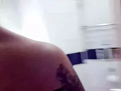 topless babe preparing make-up with shaved pussy and ass