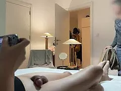 My stepmom and I prepare for dinner while husband relaxes, flashing his cock outdoors.