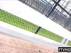 Horny blonde milf public