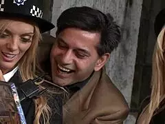 Jenny Babie And Stacey Saran Perform Muff Diving, Cunilingus, And Double Handjob On Mature Man In Stockings.