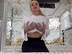 sexy cougar spreads legs, rubs pussy, then vibrator fucks her to orgasm