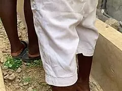 He bends me over for outdoor doggystyle fuck