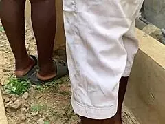 He bends me over for outdoor doggystyle fuck