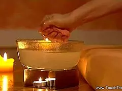 brunette milf gives relaxing handjob massage