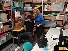 Hot Blonde Milf Female Security Guard FUCK A Thief Guy
