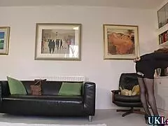 Heeled Redhead Tastes Mature European Pussy in Stockings with Intense Fingering