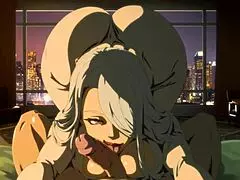 Mei Mei rides a monster cock in cowgirl position