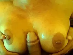 Stepmom Intensely Massages Her Natural Tits With Cum